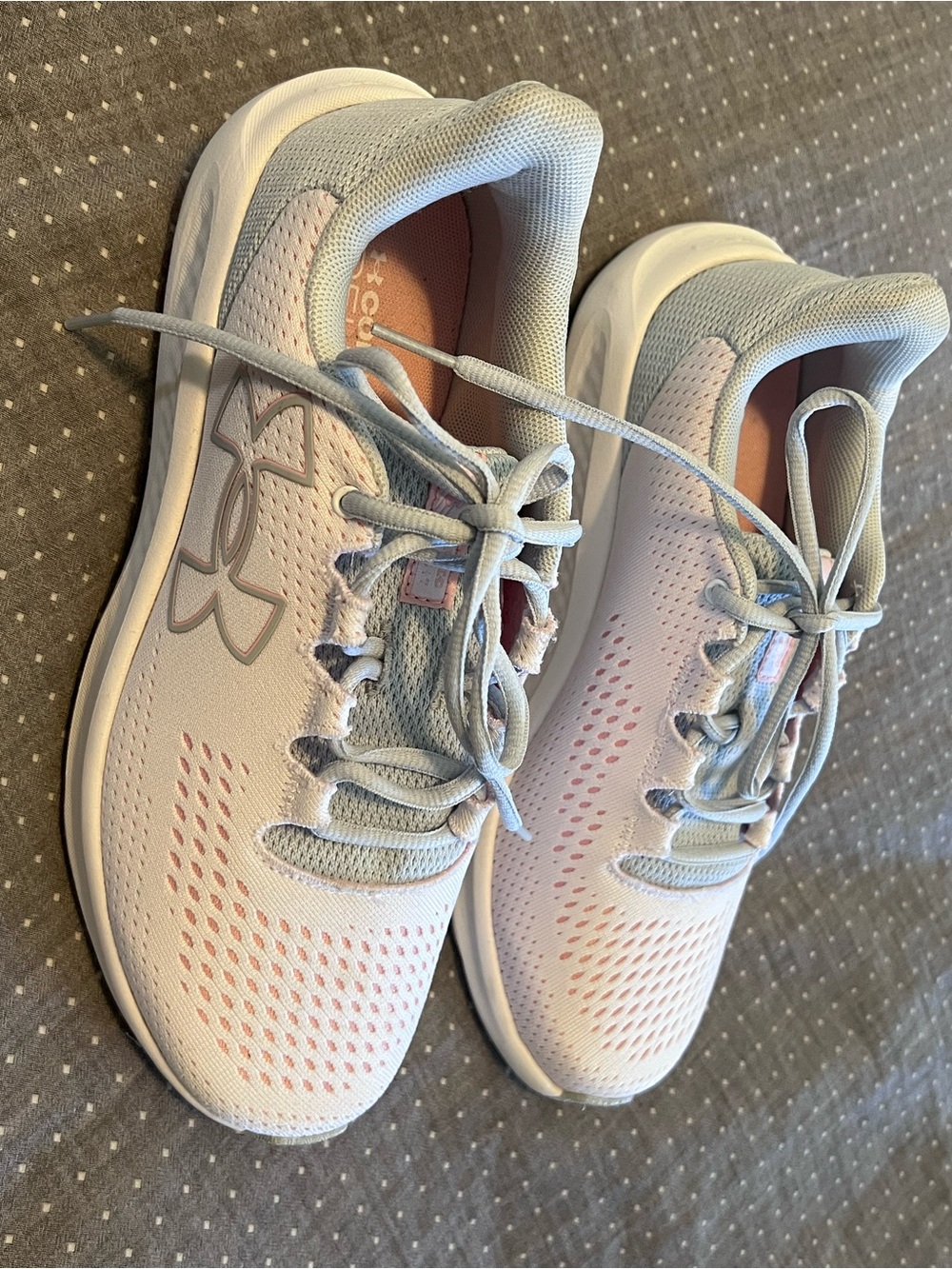 Under Armour Women's Light Gray & Pink Mesh Running Sneakers